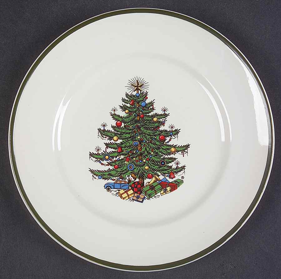 Christmas Tree (Narrow Green Band, White) Bread & Butter Plate by Cuthbertson-1