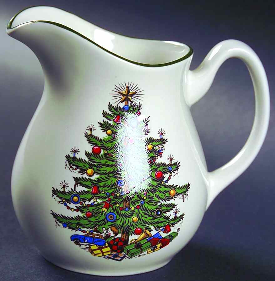 Christmas Tree (Narrow Green Band, White) Creamer by Cuthbertson-1