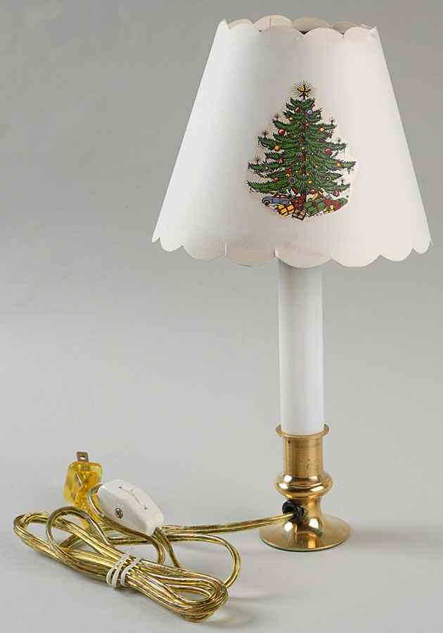 Christmas Tree (Narrow Green Band, White) Candle Lamp & Shade by Cuthbertson-1