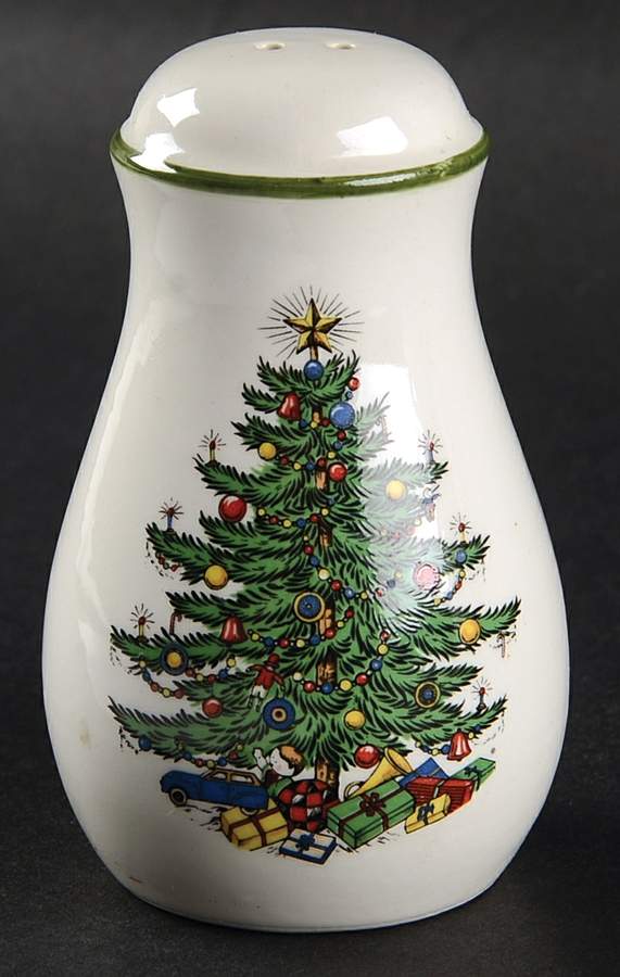 Christmas Tree (Narrow Green Band, White) Salt Shaker by Cuthbertson-1
