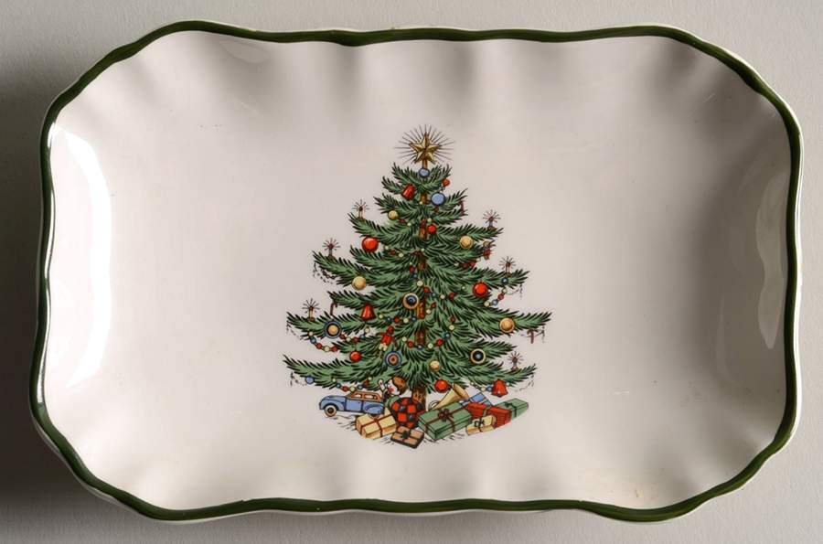 Christmas Tree (Narrow Green Band, White) Relish by Cuthbertson-1