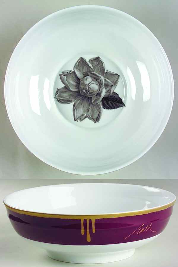 Tuscan Roses Aubergine (Purple) 10" Large Salad Serving Bowl by Charles Field Haviland-1