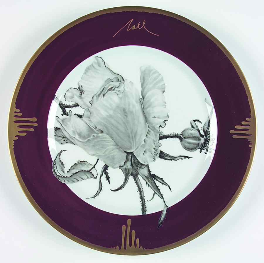Tuscan Roses Aubergine (Purple) Service Plate (Charger) by Charles Field Haviland-1
