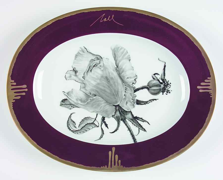 Tuscan Roses Aubergine (Purple) 14" Oval Serving Platter by Charles Field Haviland-1
