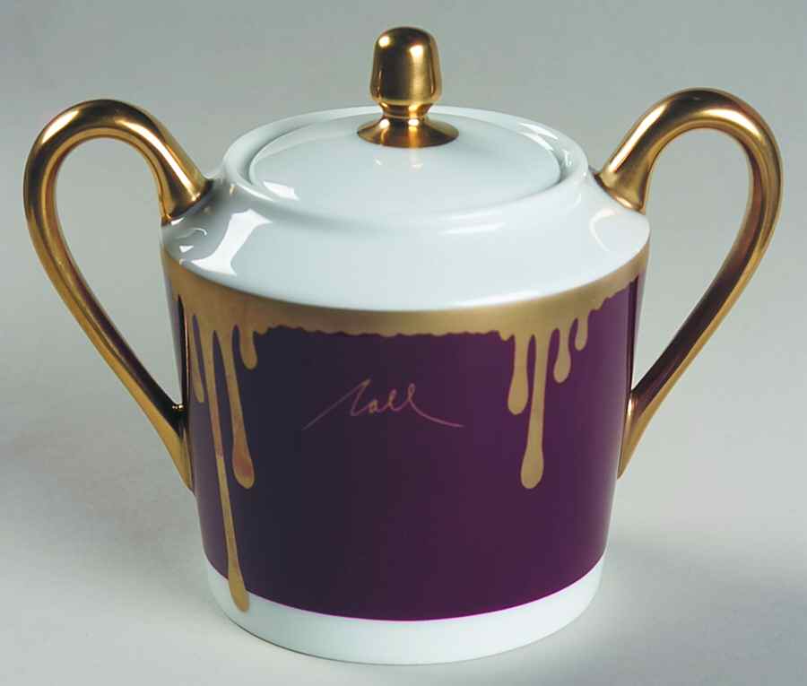 Tuscan Roses Aubergine (Purple) Sugar Bowl & Lid by Charles Field Haviland-1