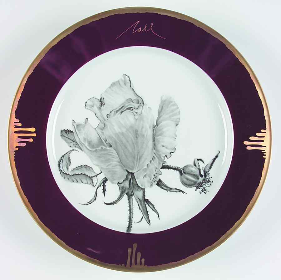 Tuscan Roses Aubergine (Purple) 12" Chop Plate (Round Platter) by Charles Field Haviland-1