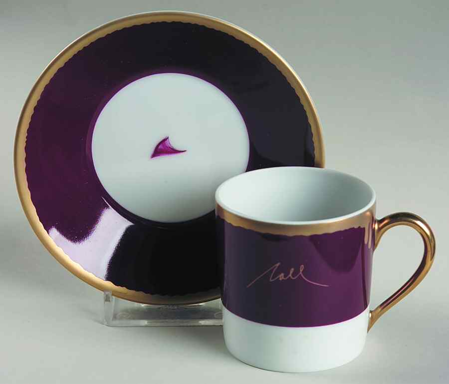 Tuscan Roses Aubergine (Purple) Flat Demitasse Cup & Saucer Set by Charles Field Haviland-1