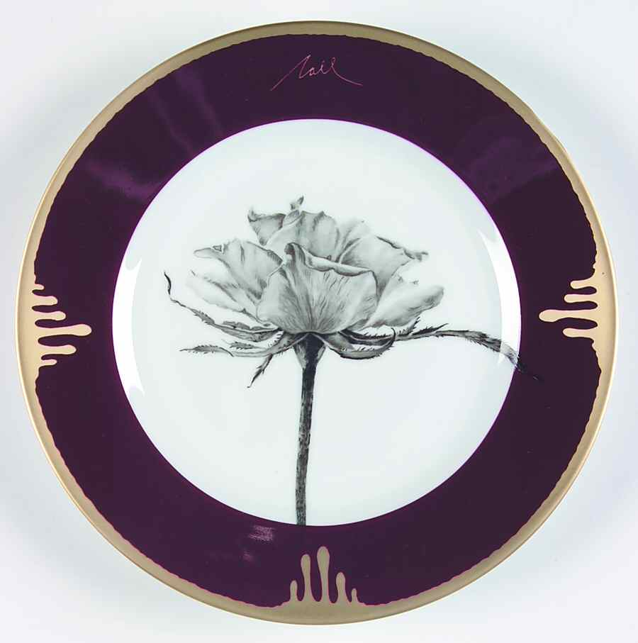 Tuscan Roses Aubergine (Purple) Dessert Luncheon Plate by Charles Field Haviland-1