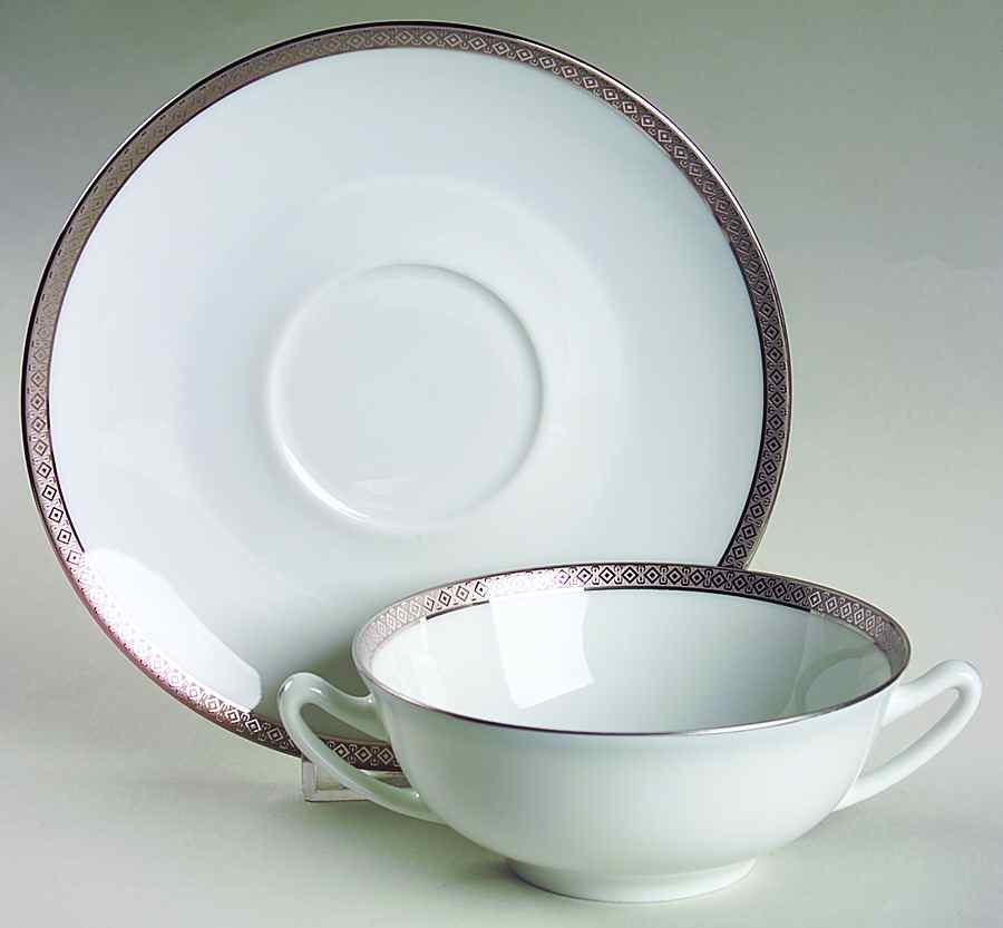 Andrea Flat Cream Soup Bowl & Saucer Set by Charles Field Haviland-1