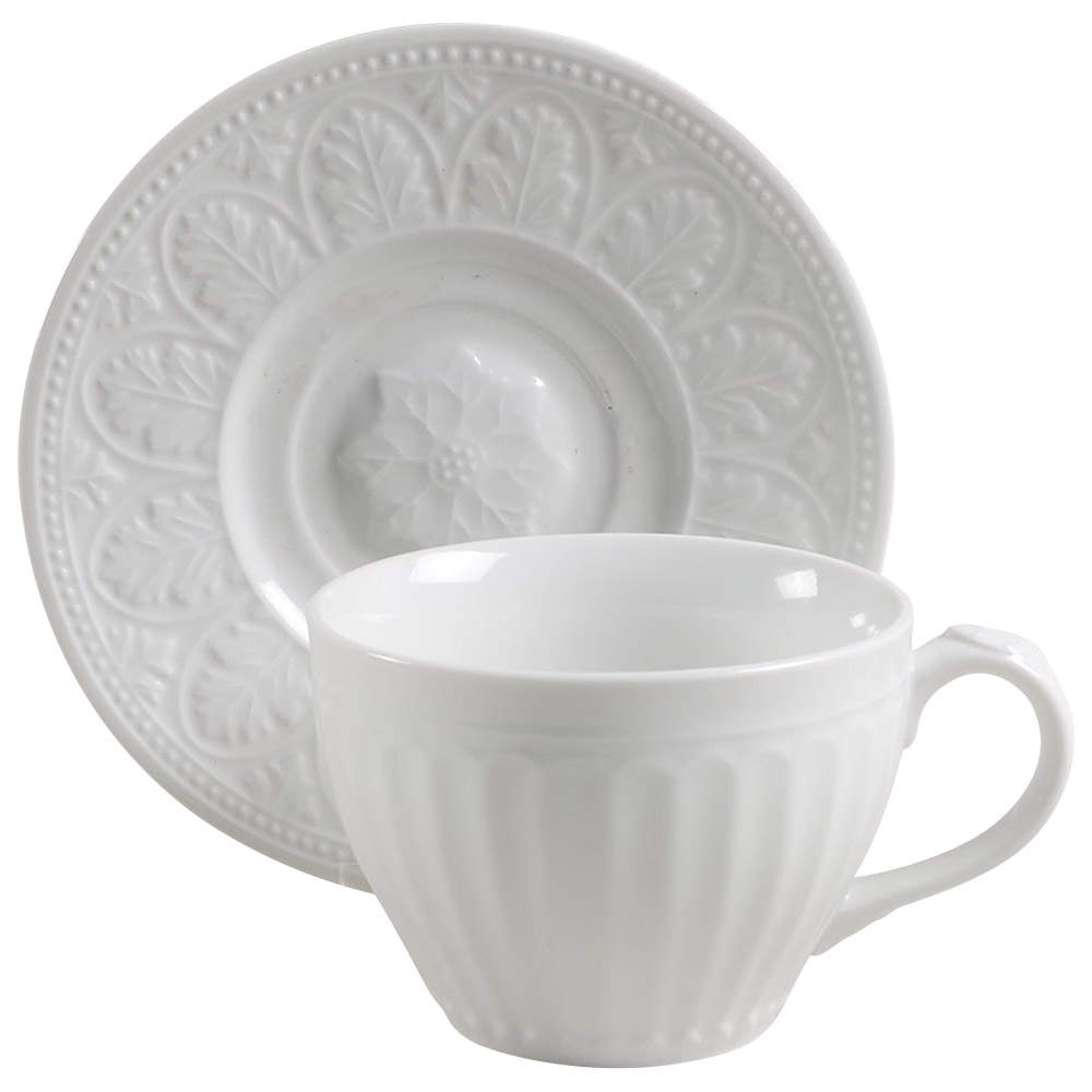 Parthenon White Flat Cup & Saucer Set by Coventry (PTS)-1
