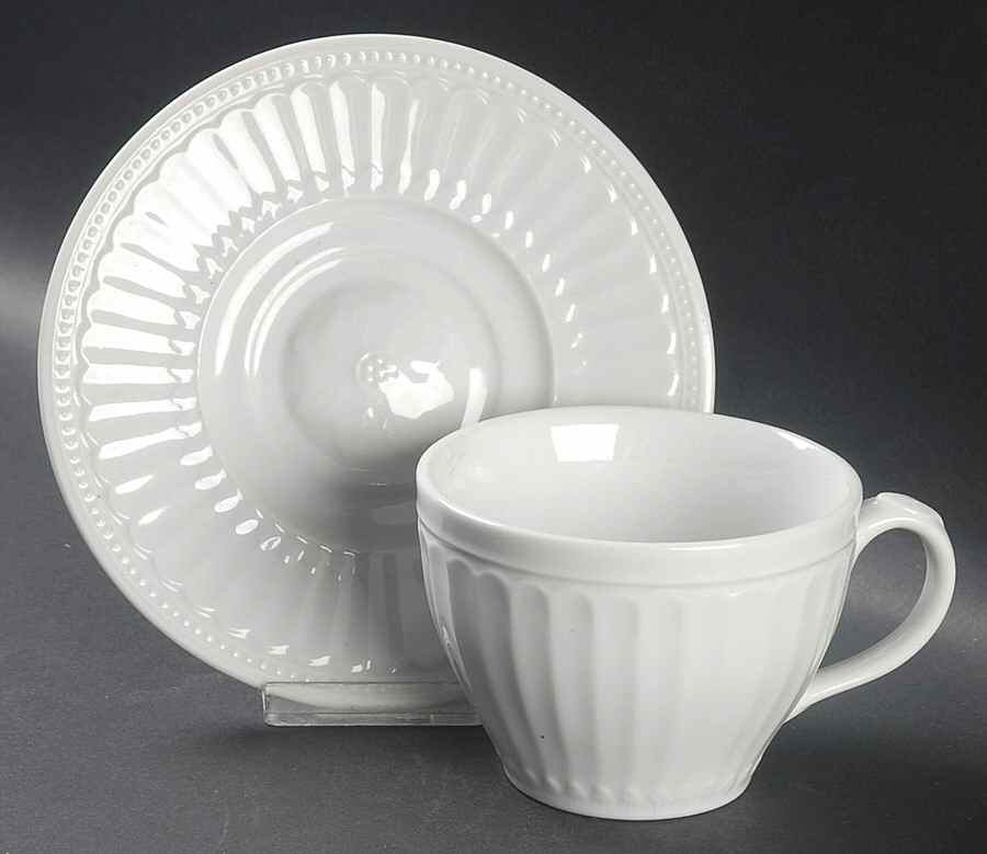 Parthenon White Flat Cup & Saucer Set by Coventry (PTS)-1