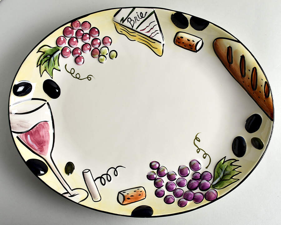 Buon Vino 17" Oval Serving Platter by Clay Art-1