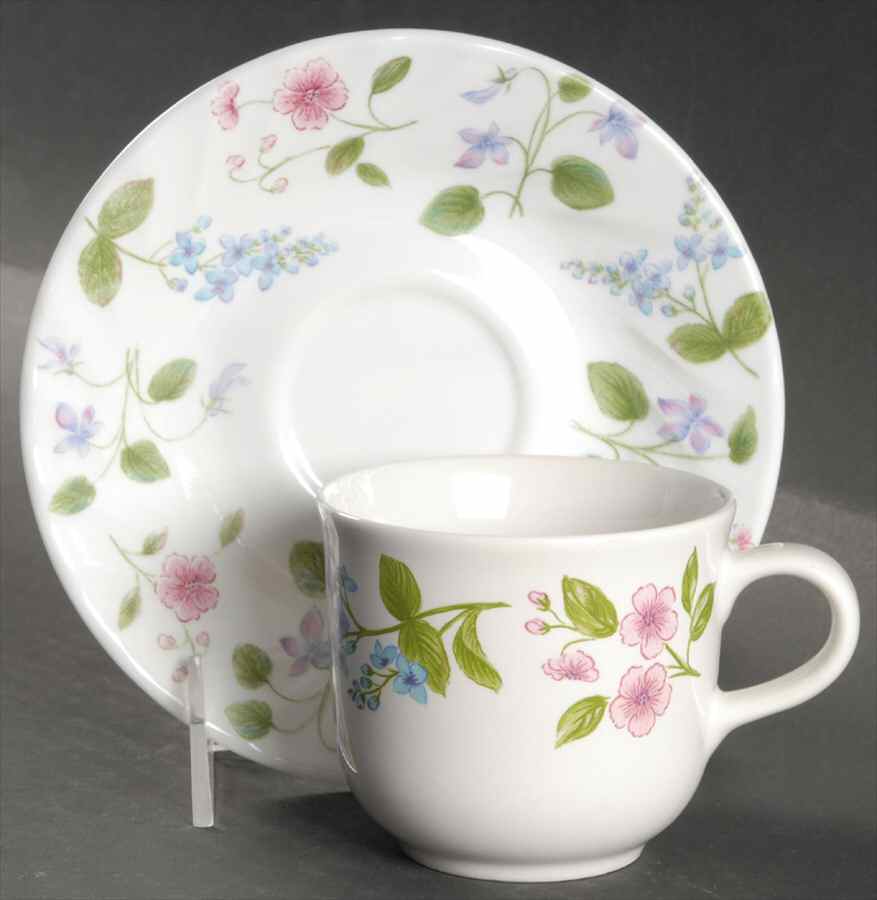 Delicate Array (Corelle) Flat Cup & Saucer Set by Corning Corelle-1