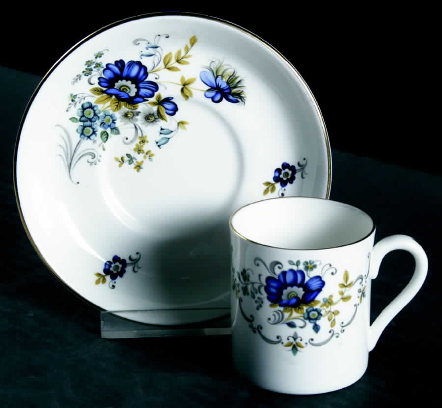 B938 Flat Demitasse Cup & Saucer Set by Crown Staffordshire-1