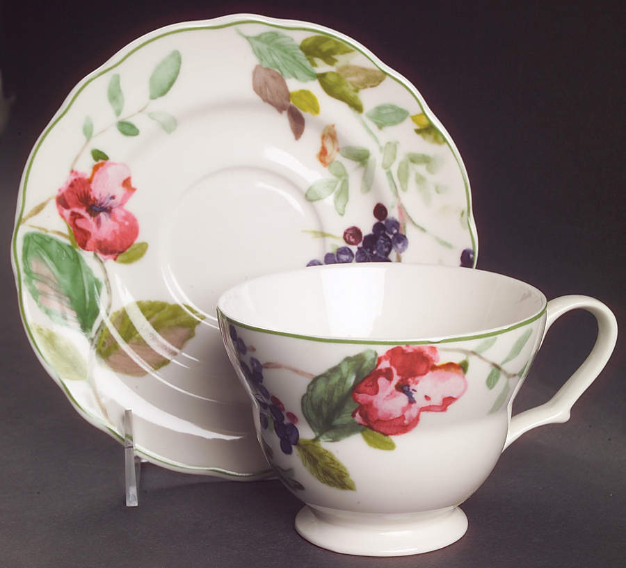 Wild Flowers Footed Cup & Saucer Set by Charter Club-1
