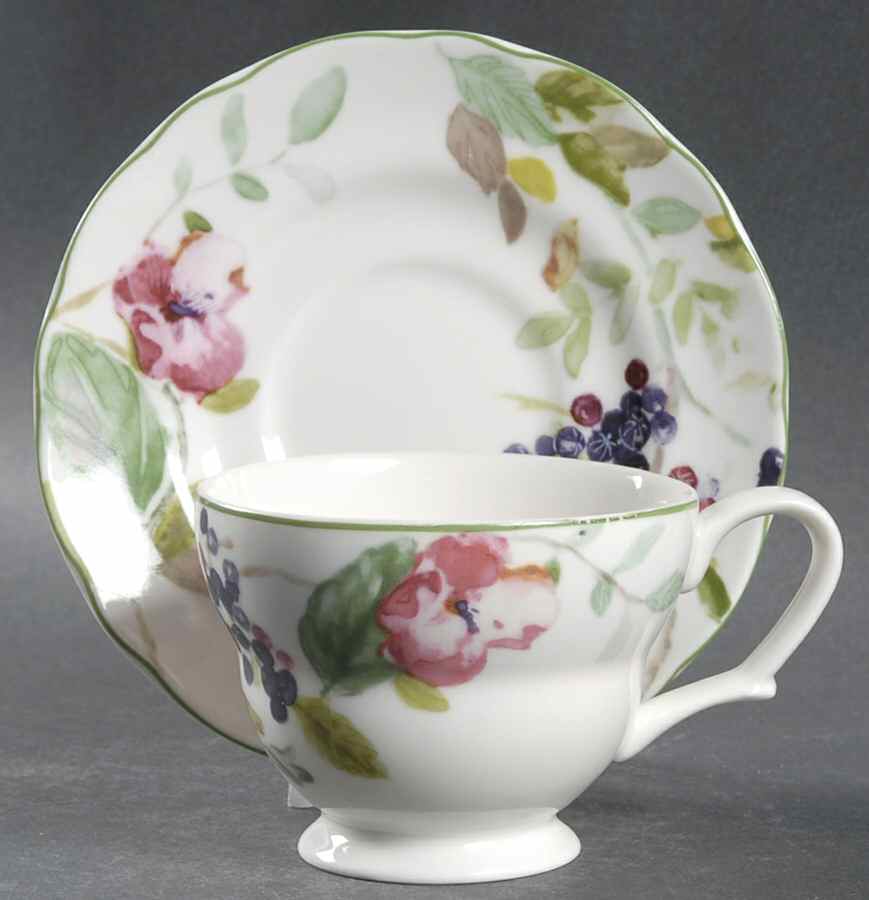 Wild Flowers Footed Cup & Saucer Set by Charter Club-1