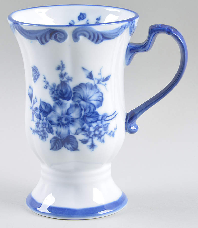 Blue And White Pedestal Mug by Cracker Barrel-1
