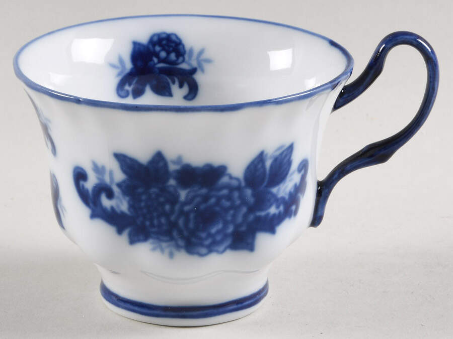Blue And White Footed Cup by Cracker Barrel-1
