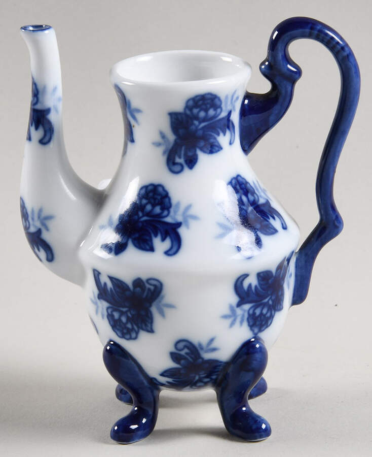 Blue And White Toy Coffee Pot No Lid by Cracker Barrel-1