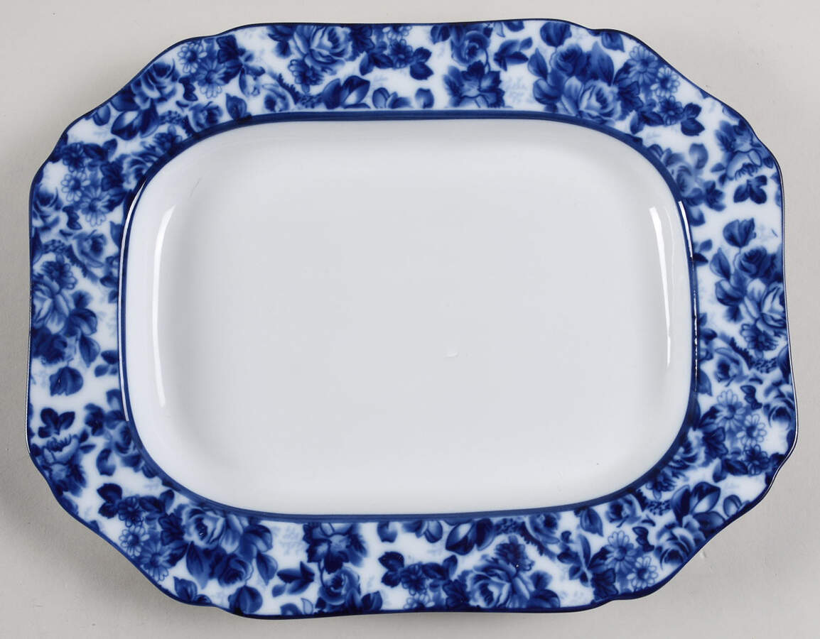 Blue And White 12" Rectangular Serving Platter by Cracker Barrel-1
