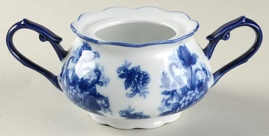 Blue And White Sugar Bowl No Lid by Cracker Barrel-1