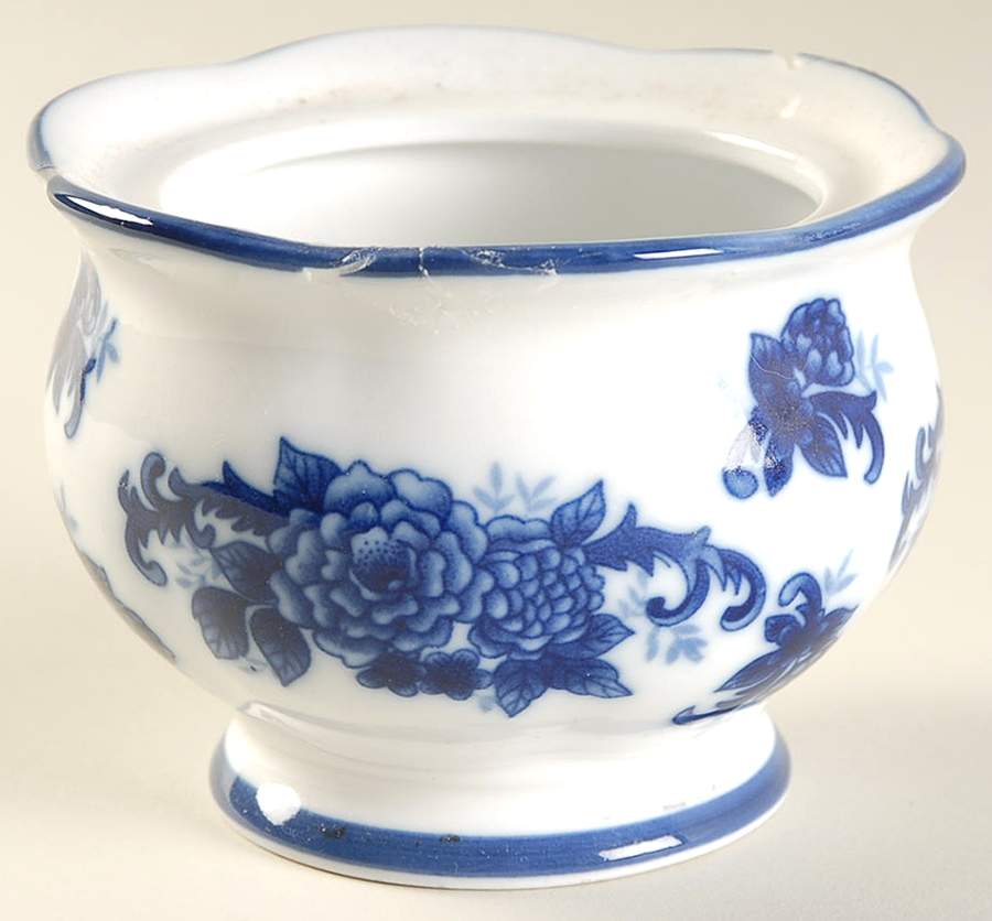 Blue And White Sugar Bowl No Lid by Cracker Barrel-1
