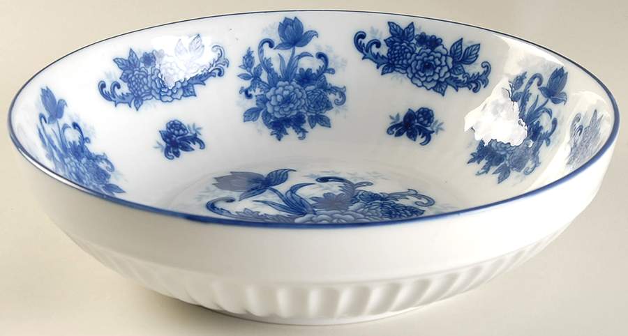 Blue And White 10" Round Serving Bowl by Cracker Barrel-1