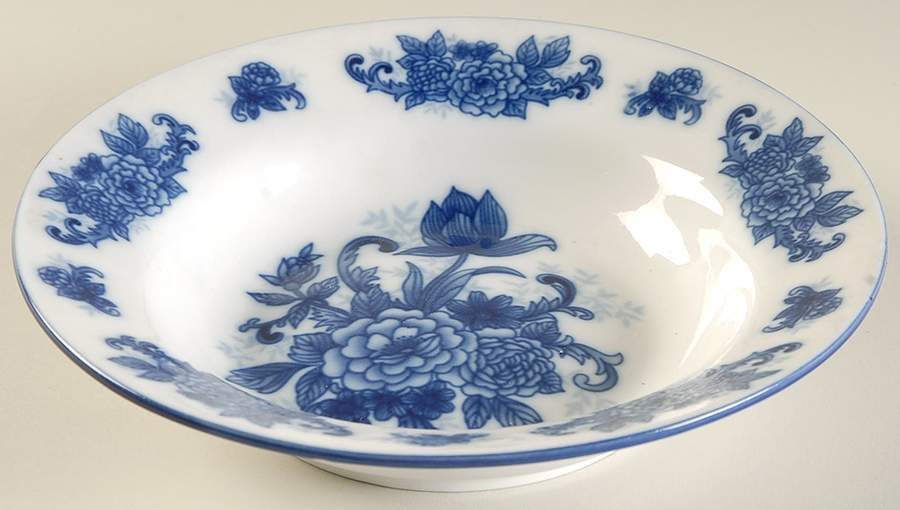Blue And White Rim Soup Bowl by Cracker Barrel-1