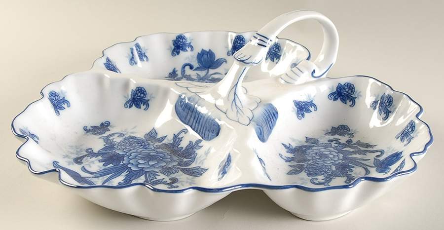 Blue And White 3-Part Relish by Cracker Barrel-1