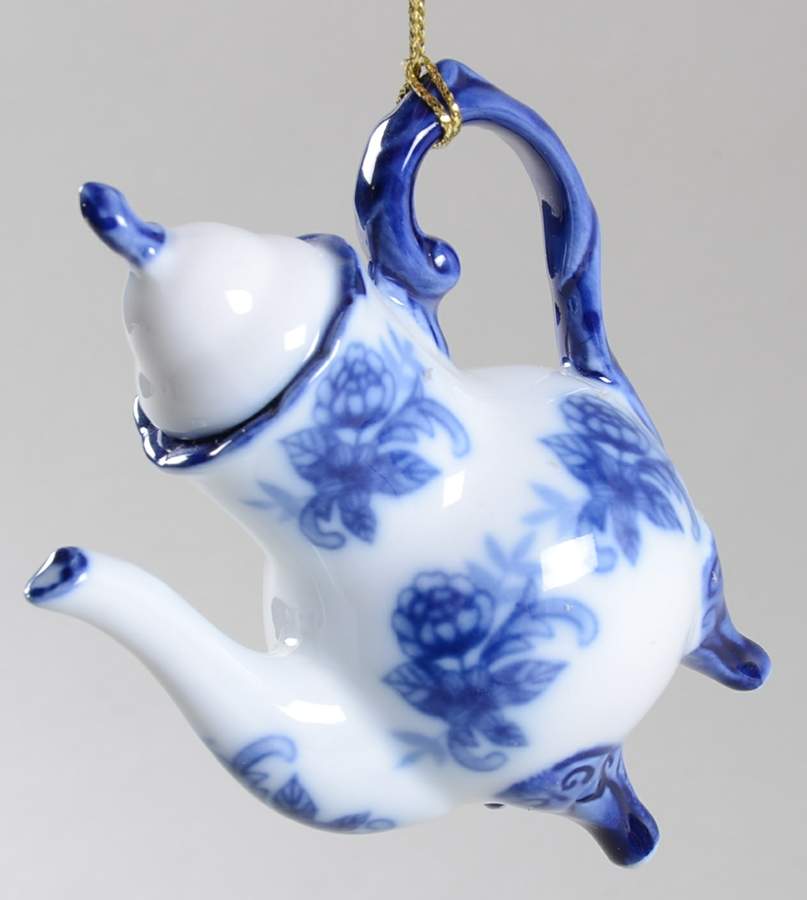 Blue And White Coffeepot Ornament by Cracker Barrel-1