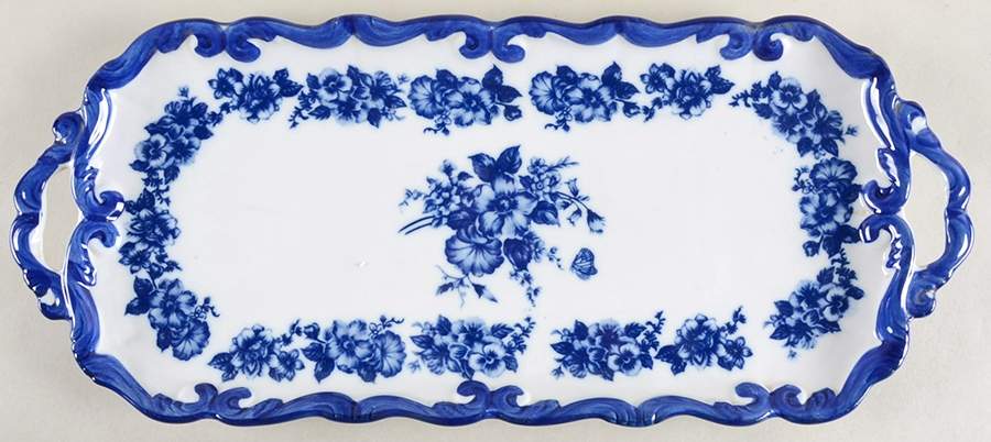 Blue And White Large Sandwich Tray by Cracker Barrel-1