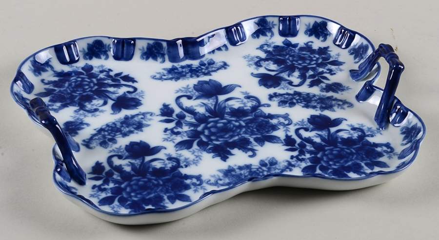 Blue And White 12" Handled Tray by Cracker Barrel-1