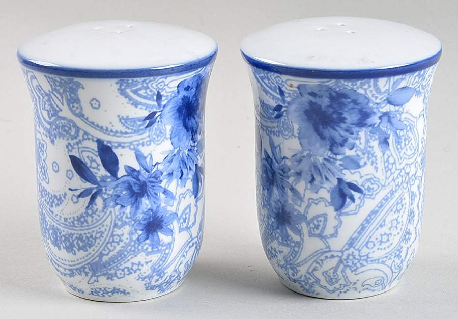 Blue And White Salt & Pepper Set by Cracker Barrel-1