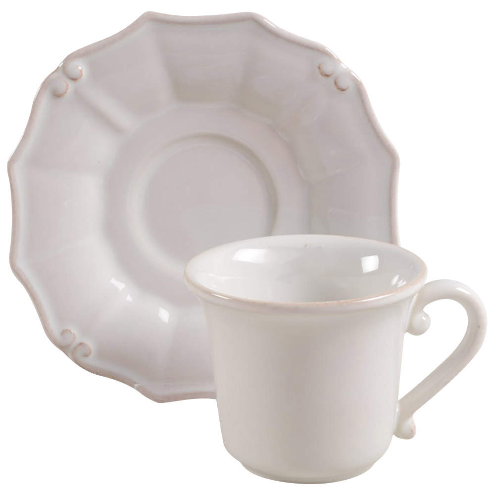 Vintage Port White Flat Cup & Saucer Set by Casafina-1