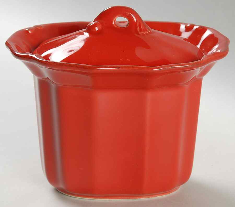 Vintage Port Red Sugar Bowl & Lid by Casafina-1