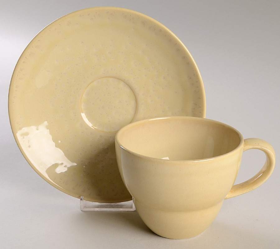 Cafe Capri Sand (Brown) Flat Cup & Saucer Set by Casafina-1
