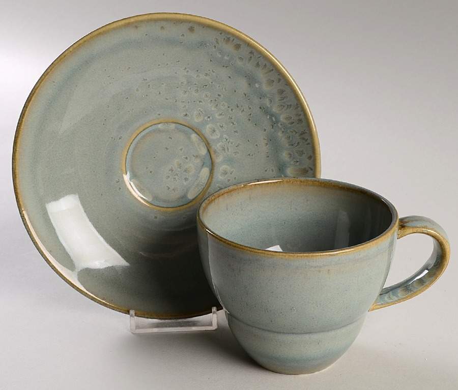 Cafe Capri Sea (Aqua) Flat Cup & Saucer Set by Casafina-1