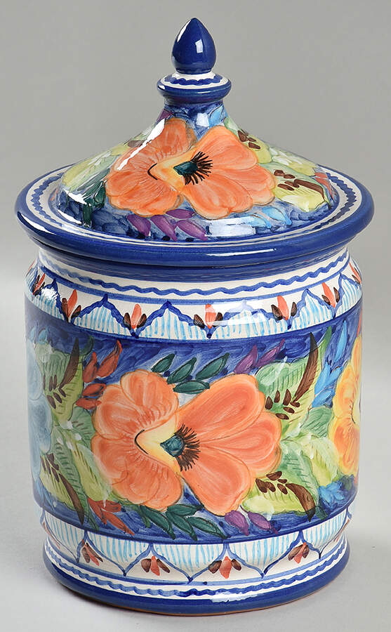 Alentejo Flowers Blue Small Canister & Lid by Casafina-1
