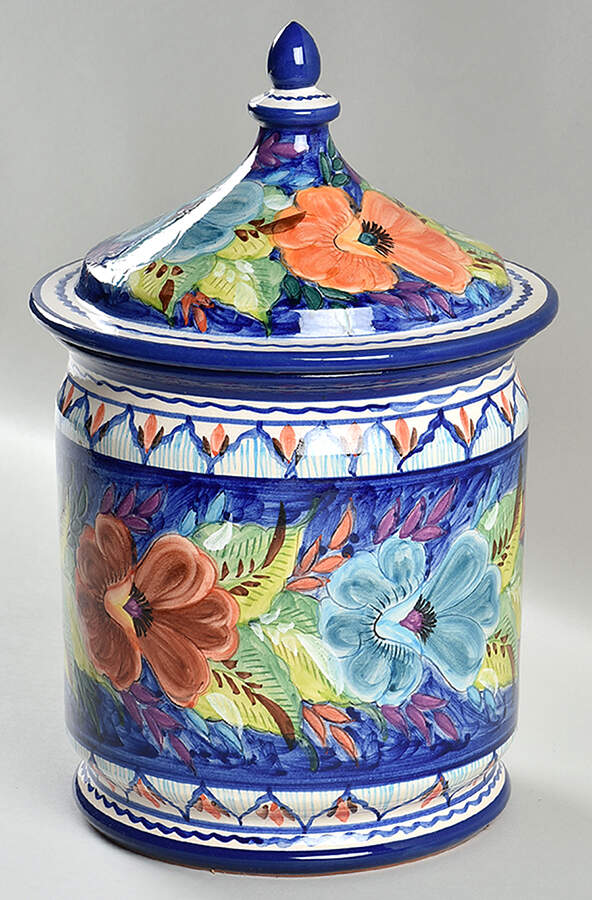 Alentejo Flowers Blue Large Canister & Lid by Casafina-1