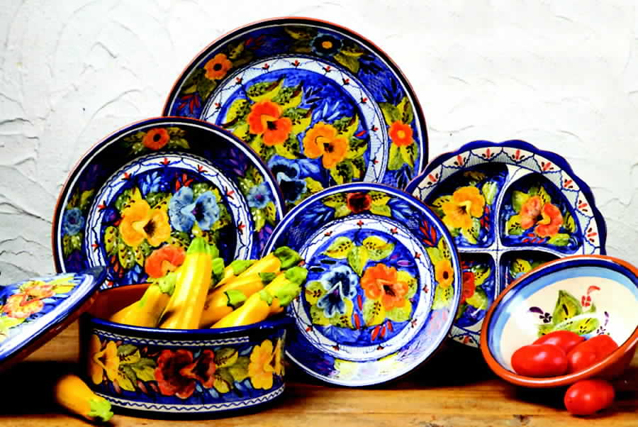 Alentejo Flowers Blue Dinner Plate by Casafina-1