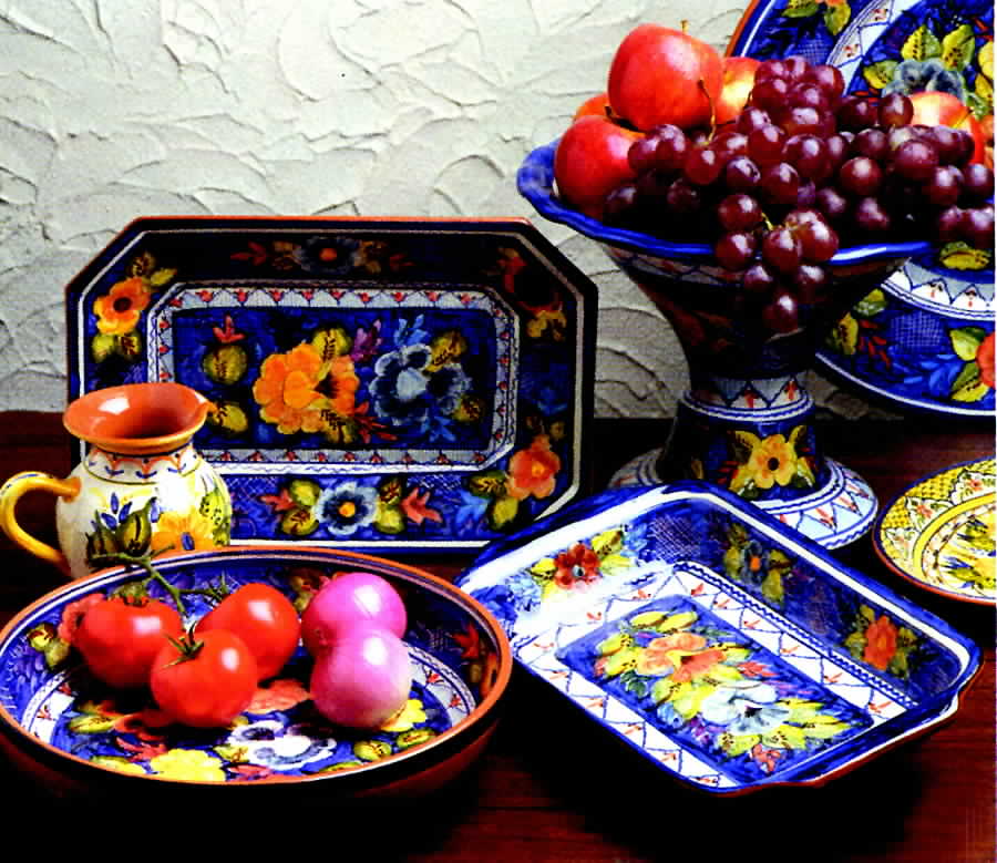 Alentejo Flowers Blue 14" Rectangular Baker by Casafina-1