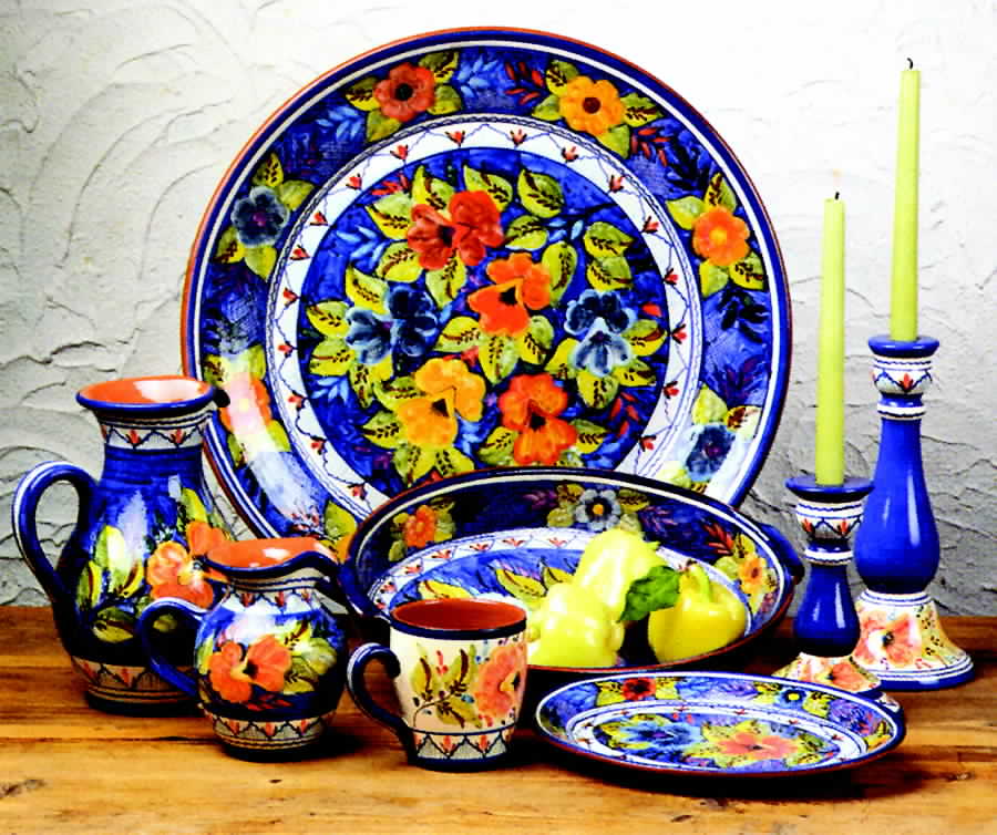 Alentejo Flowers Blue 15" Oval Baker by Casafina-1