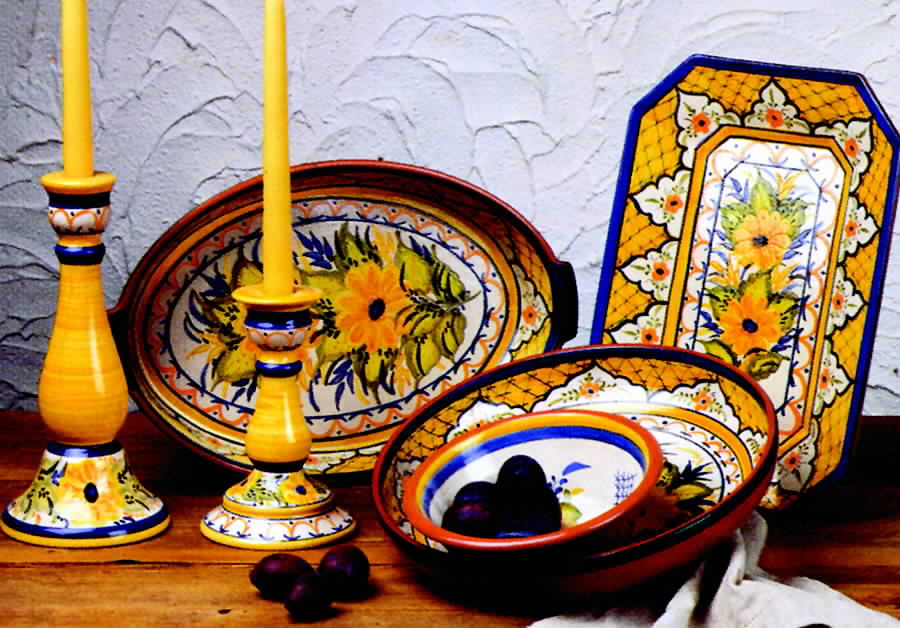 Alentejo Flowers Yellow 13" Octagonal Serving Platter by Casafina-1
