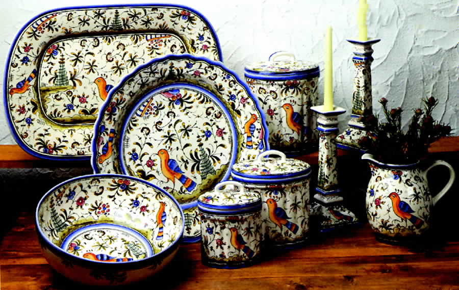 Seventeenth Century Blue Multicolor 16" Octagonal Serving Platter by Casafina-1