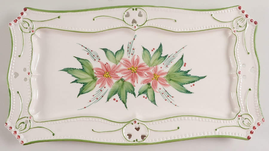 Poinsettia 15" Rectangular Tray by Casafina-1