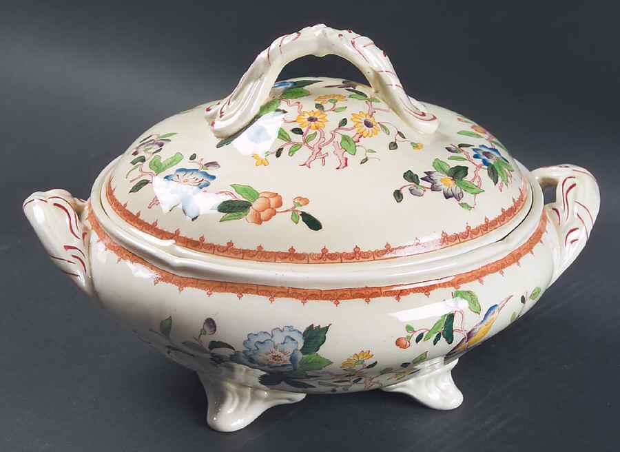 Pembroke #E109 (Cream Background) Round Covered Vegetable by Coalport-1