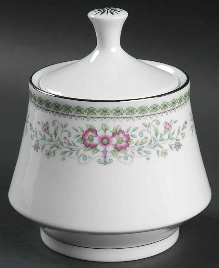 Bouquet (Platinum Trim) Sugar Bowl & Lid by Crown Ming-1