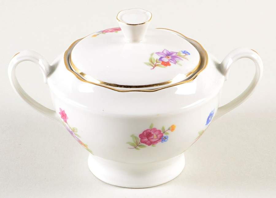 Meisen Flower Sugar Bowl & Lid by Cmielow (Poland)-1