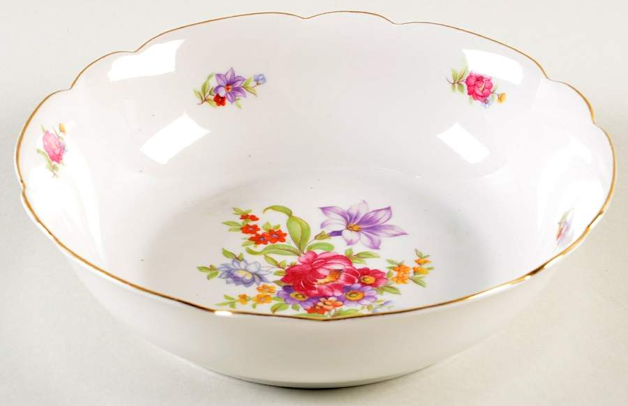 Meisen Flower 9" Round Vegetable Bowl by Cmielow (Poland)-1