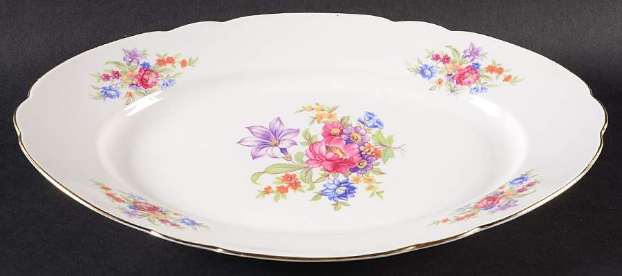 Meisen Flower 13" Oval Serving Platter by Cmielow (Poland)-1